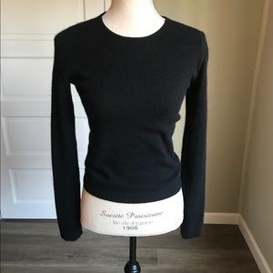 Three Dots Black Cashmere Sweater Open Back
